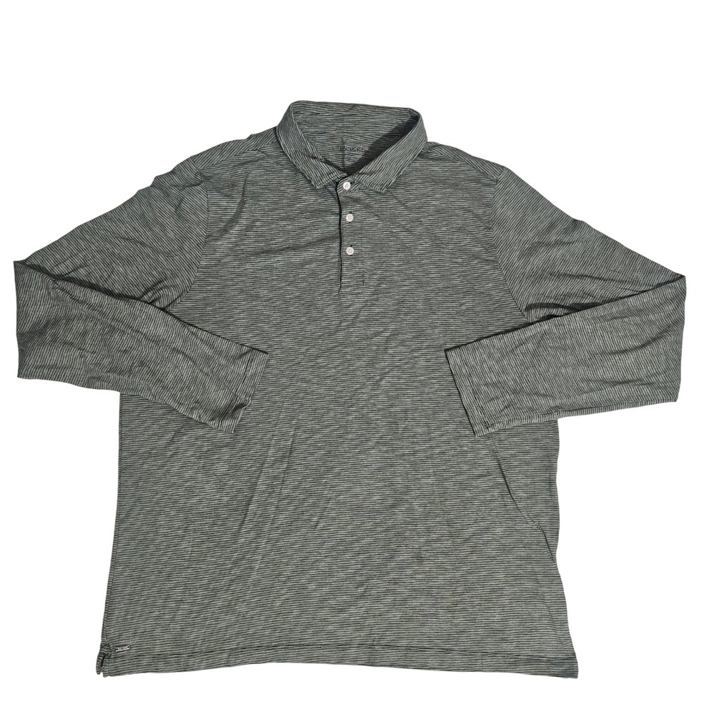 UNTUCKit Martinez Green Striped Long Sleeve Polo Shirt Mens XXL Regular Fit